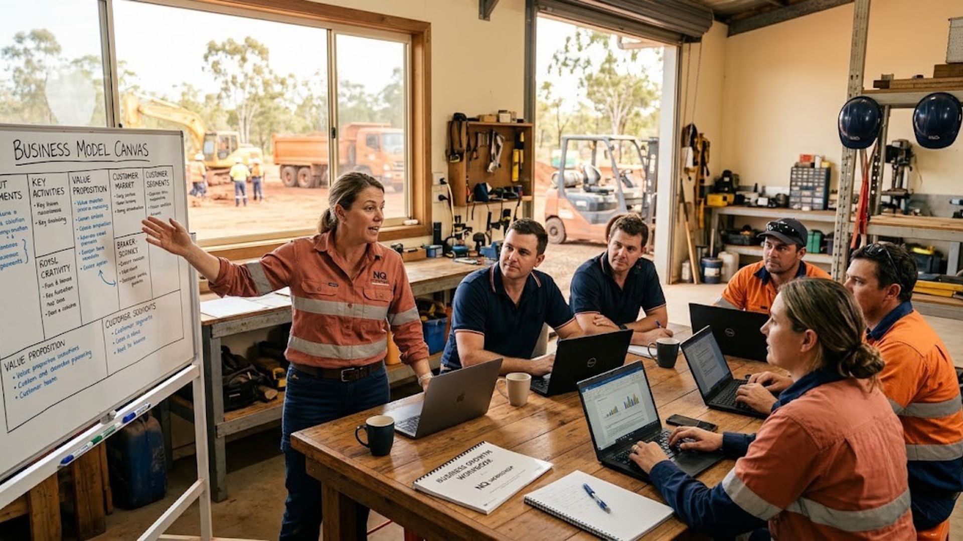 NQ trade business team building company foundation documents in a growth workshop